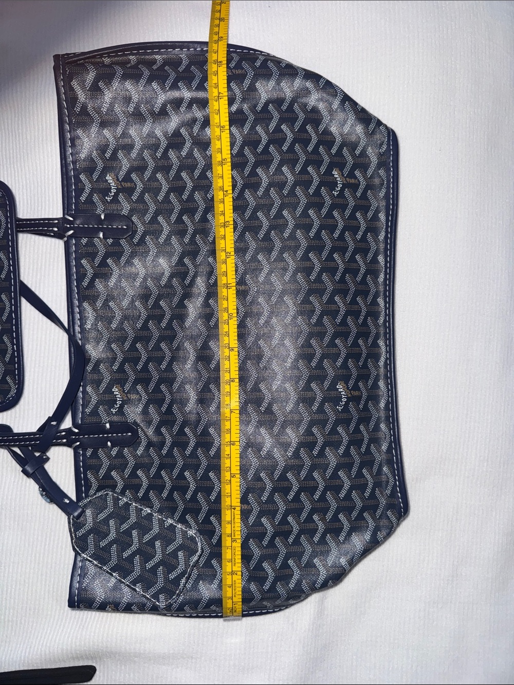 Navy Patterned Tote with Double Top Handles - Picture 6 of 8